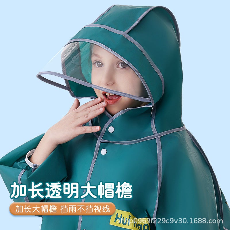 Children'S Raincoat Girls' Boys With Schoolbag For Primary School Children'S Cute Rainstorm-Proof Long Style - Image 3